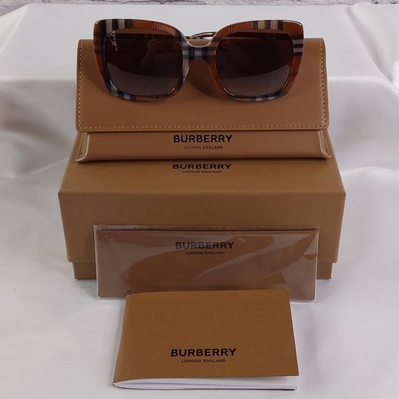 BURBERRY 'CAROLL' SQUARE LENS FULL~RIM SUNGLASSES SIGNATURE BRITISH CHECKERED - Picture 16 of 16